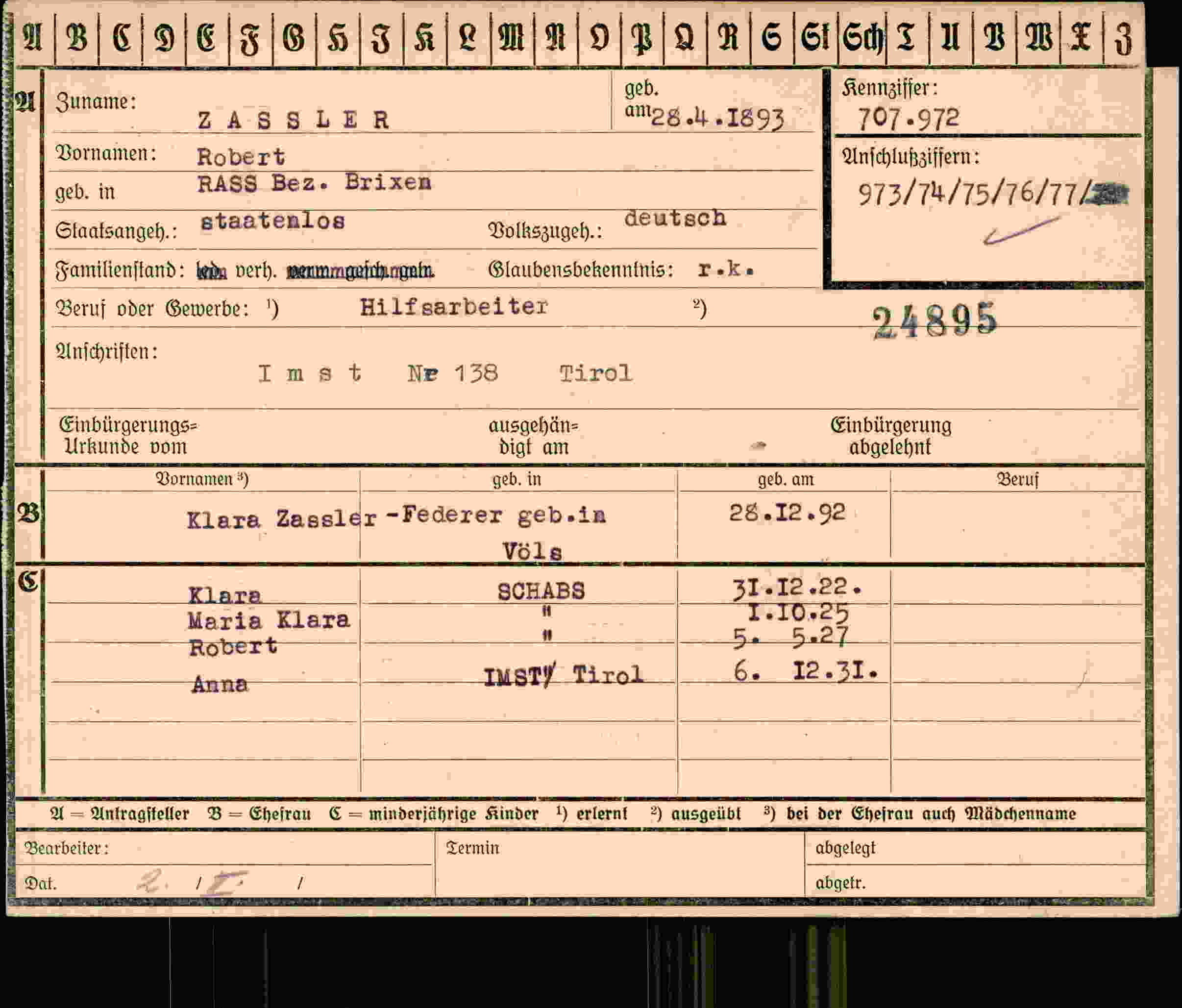 Dokument für Robert Zasler