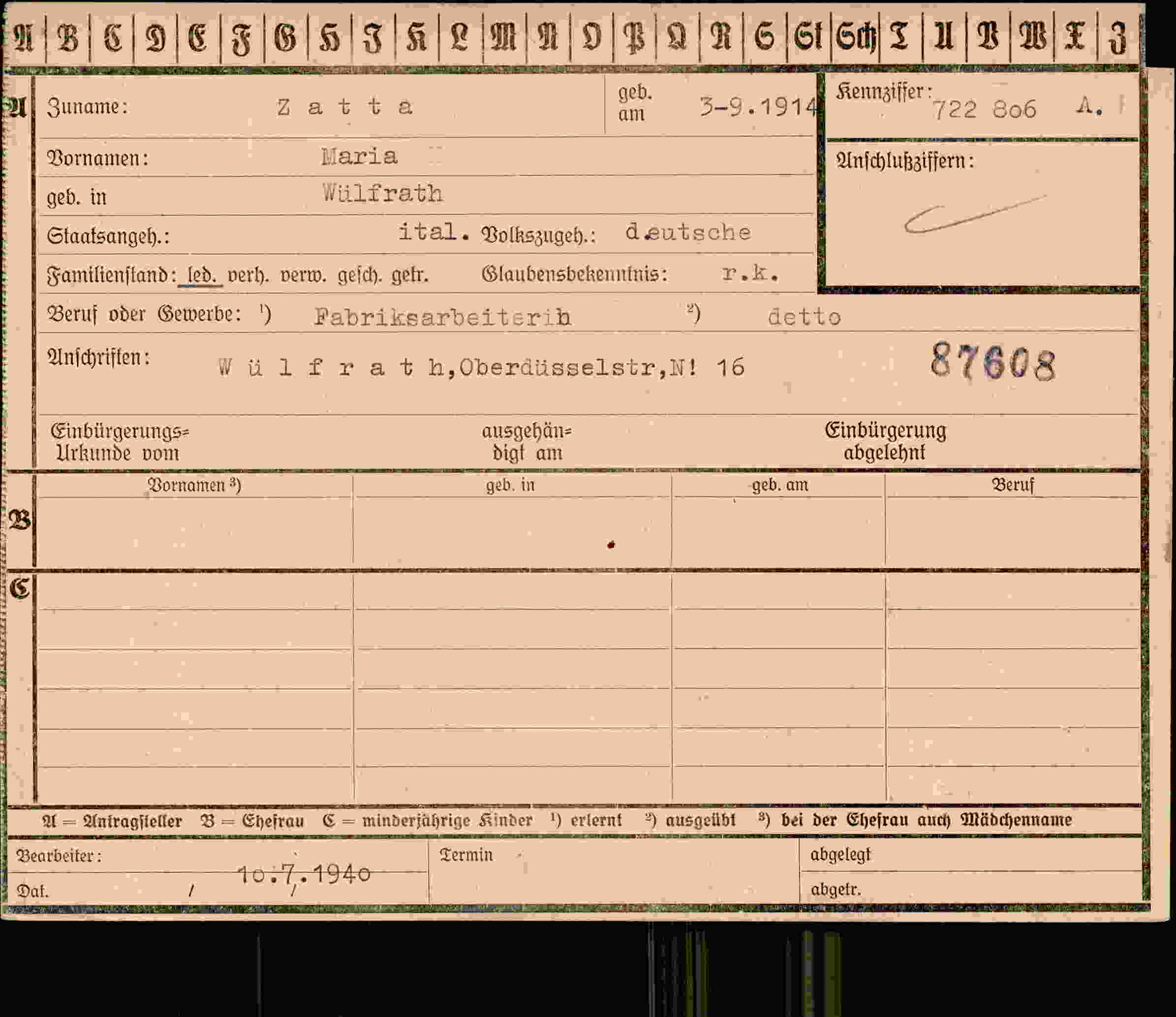 Vorderseite des Dokuments