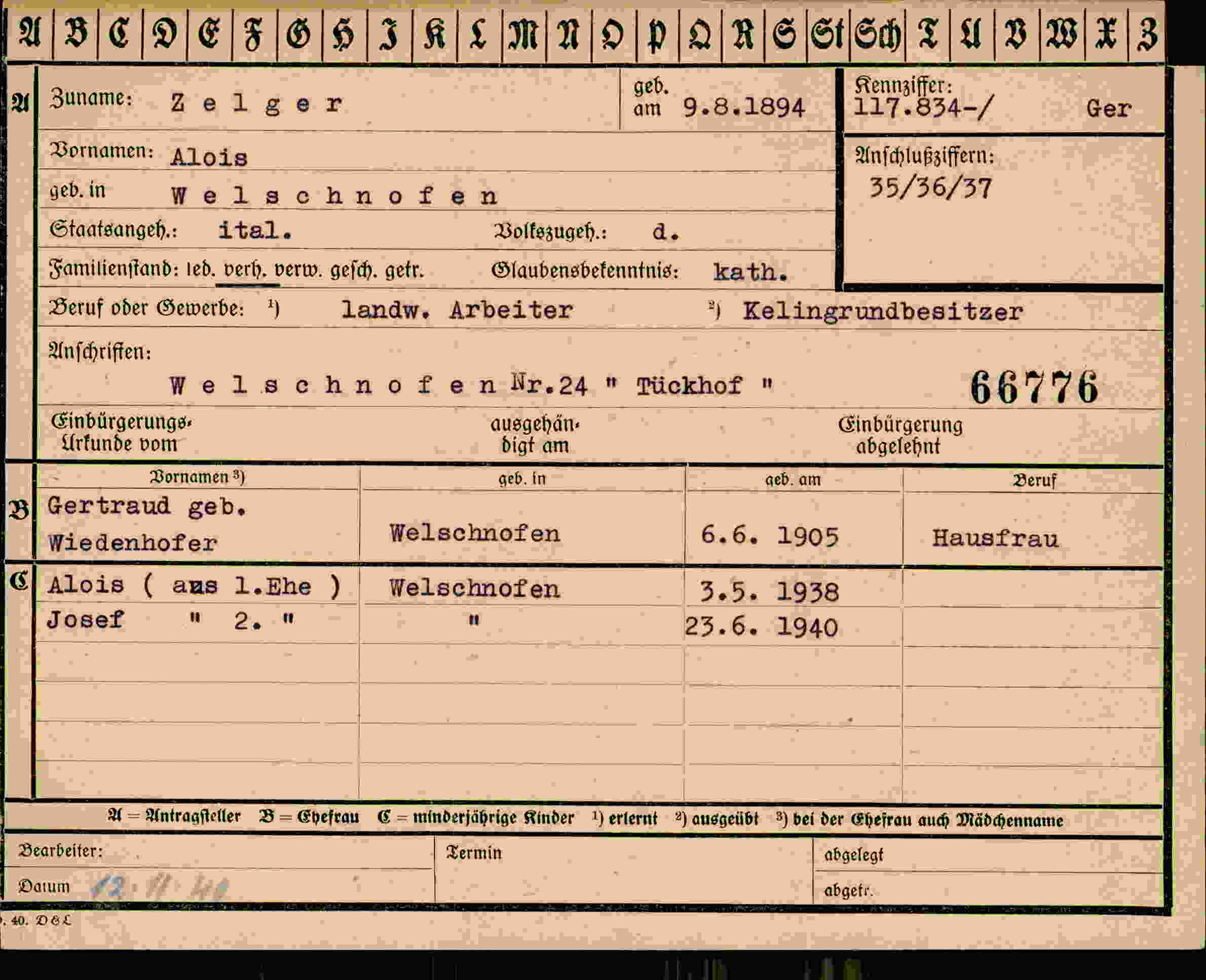 Vorderseite des Dokuments