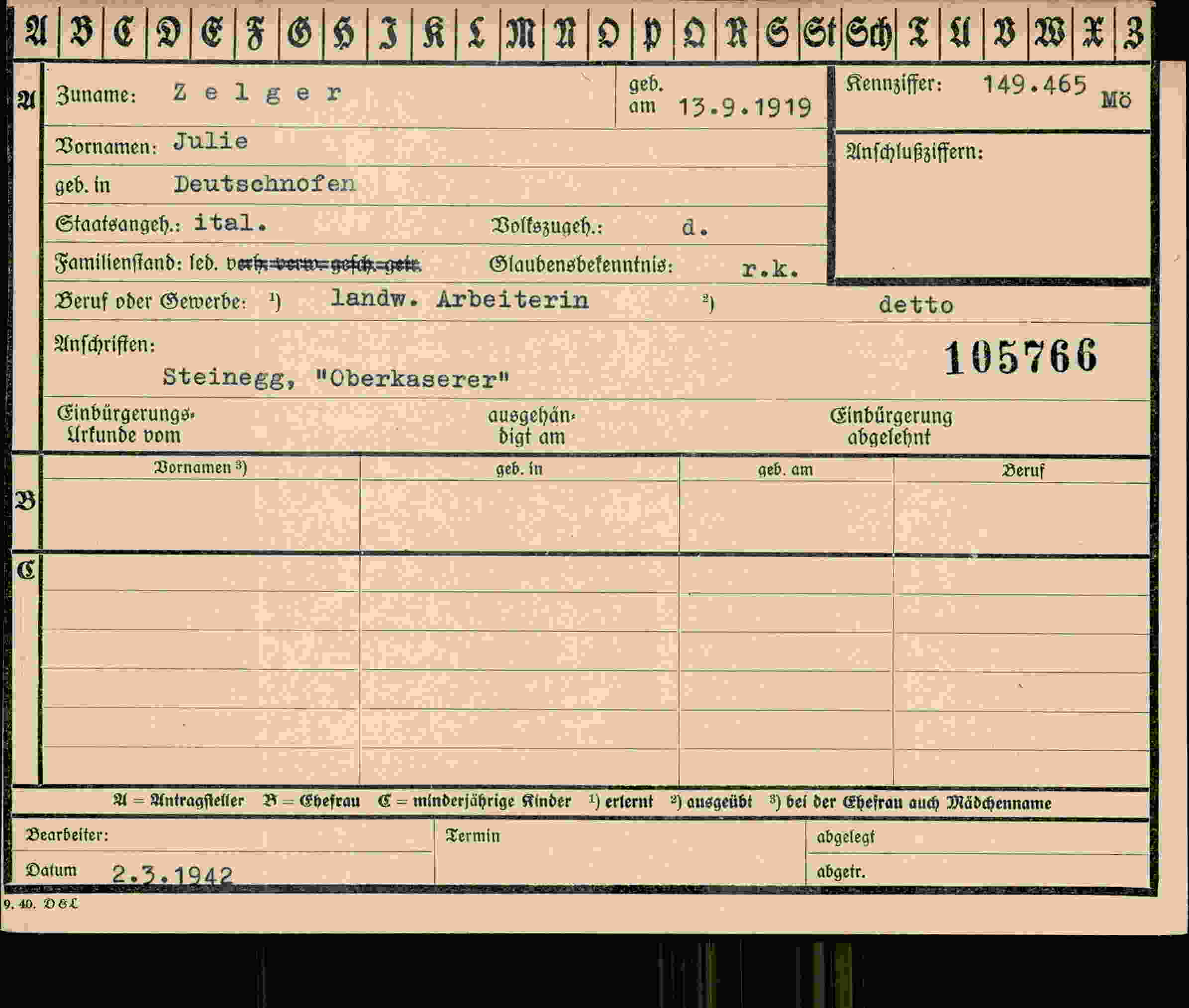 Vorderseite des Dokuments