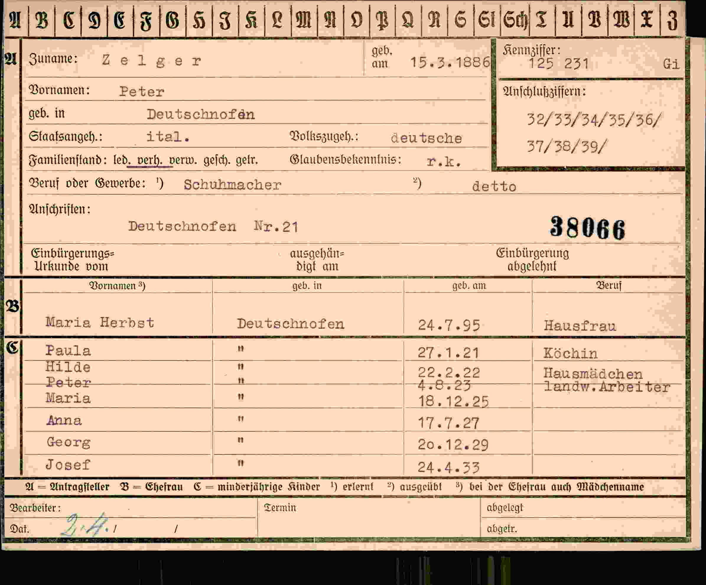 Dokument für Peter Zelger
