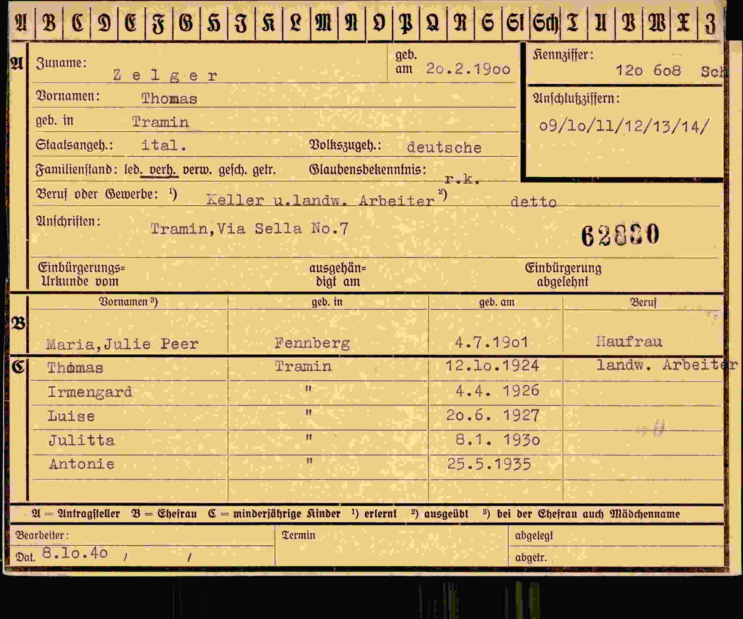 Vorderseite des Dokuments