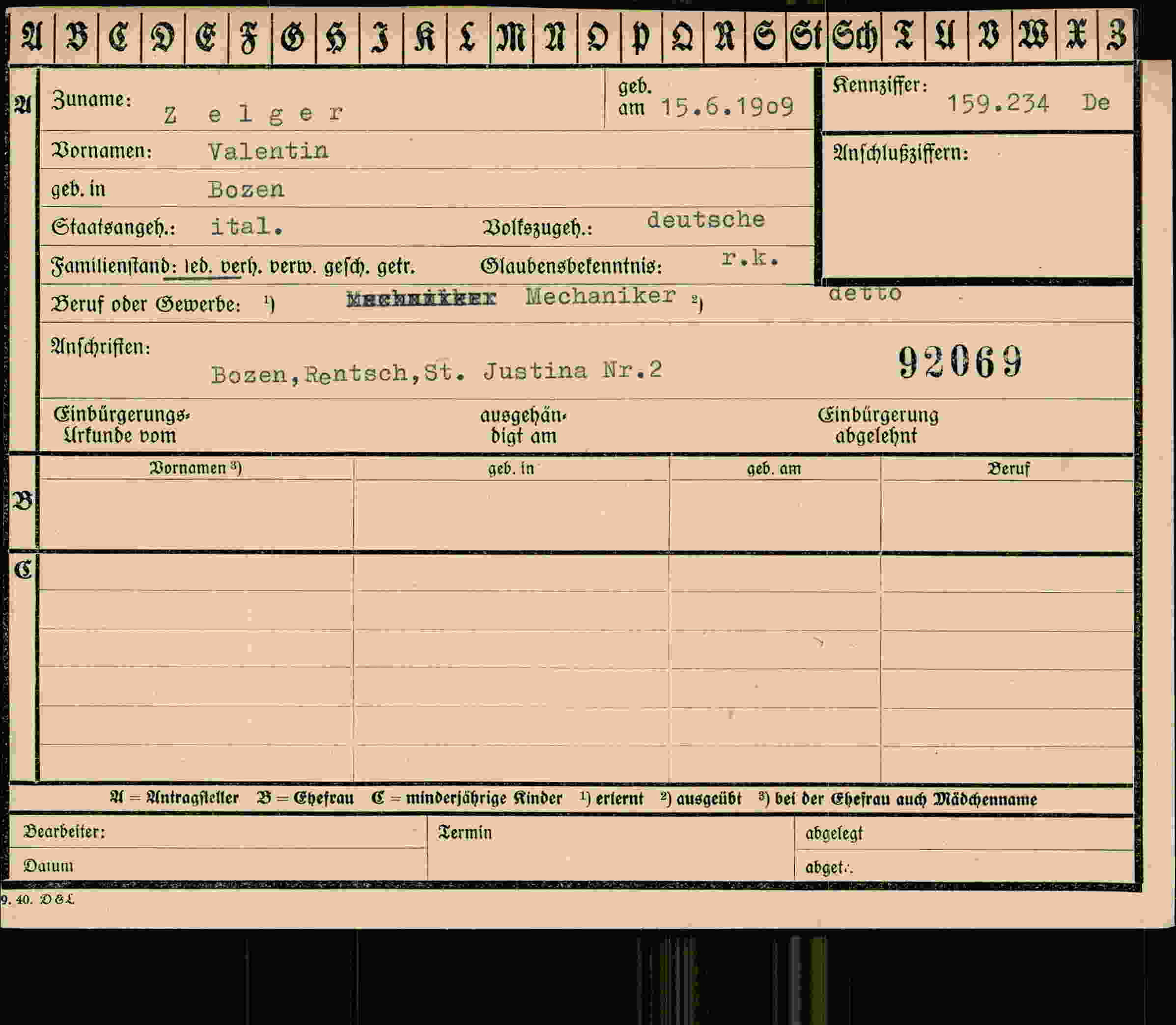Vorderseite des Dokuments