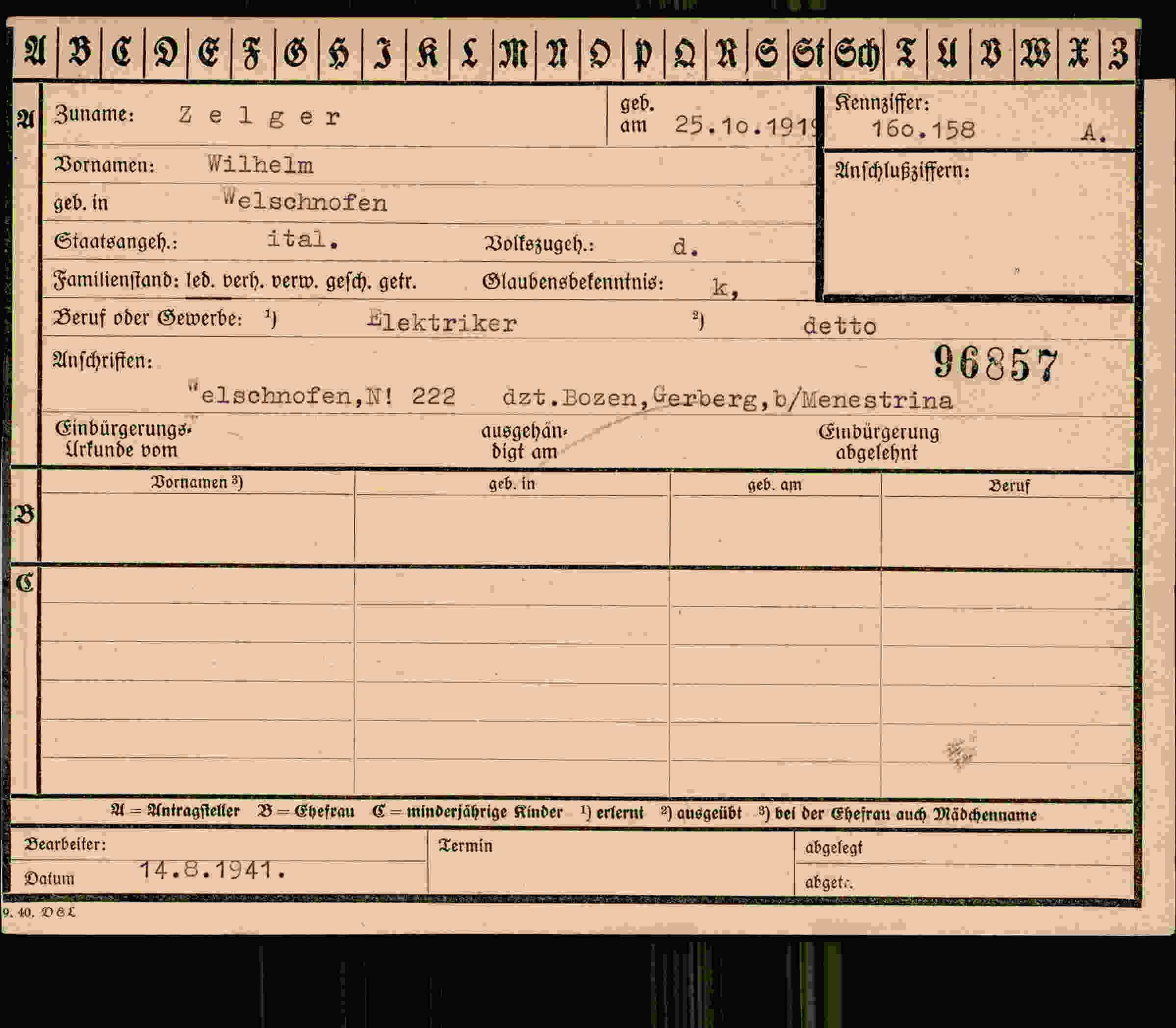 Dokument für Wilhelm Zeiger