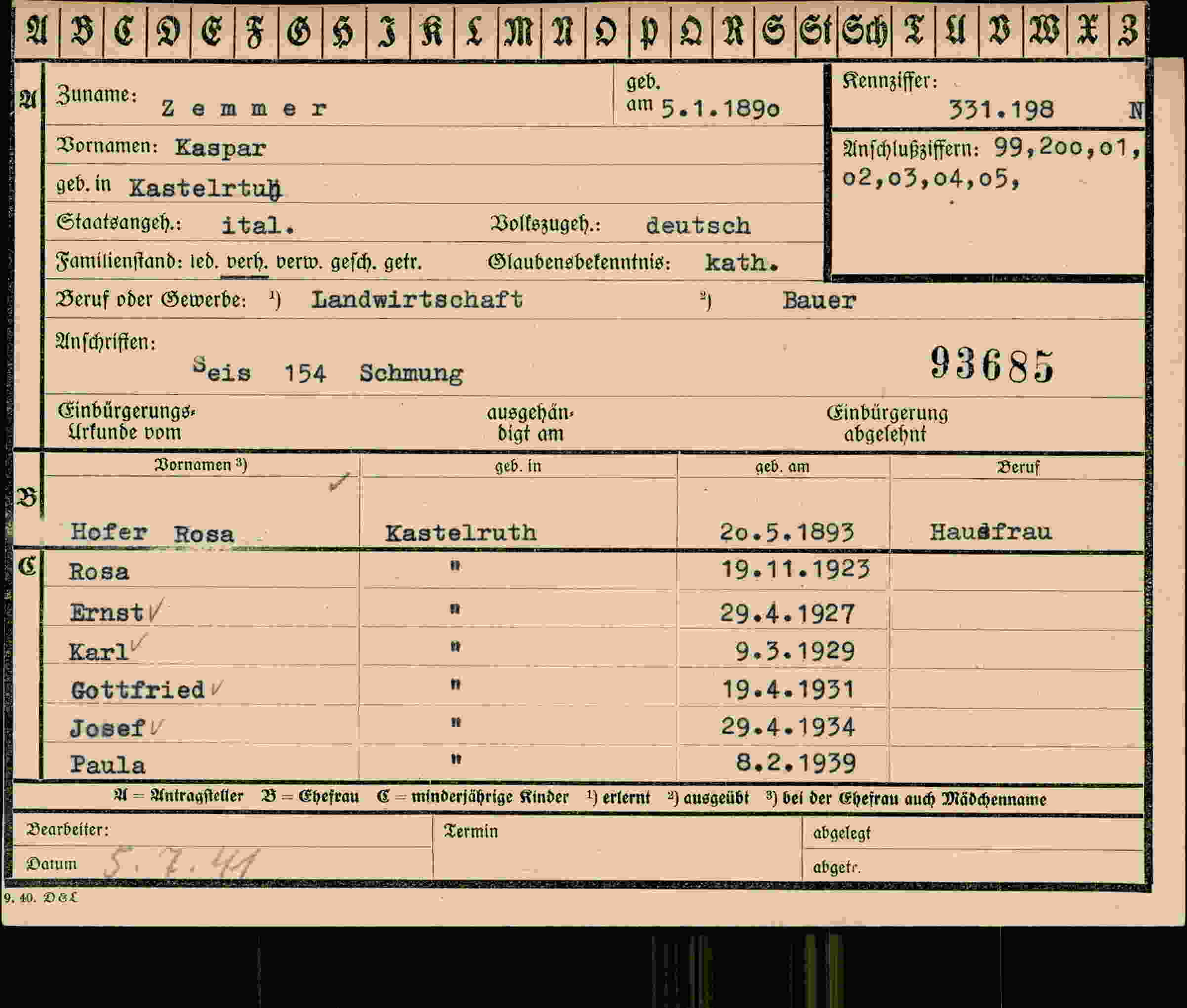 Dokument für Kaspar Zemmer