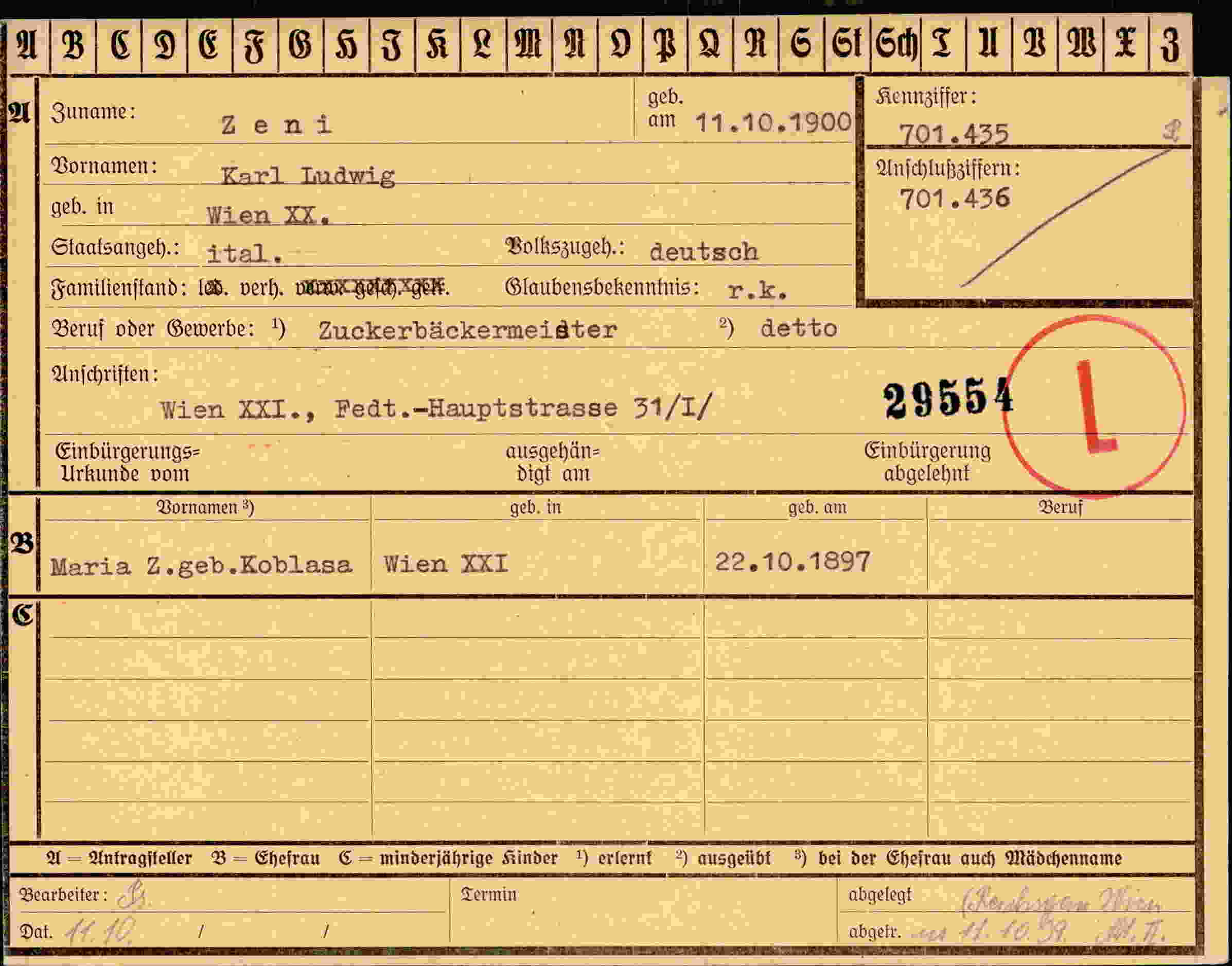 Vorderseite des Dokuments