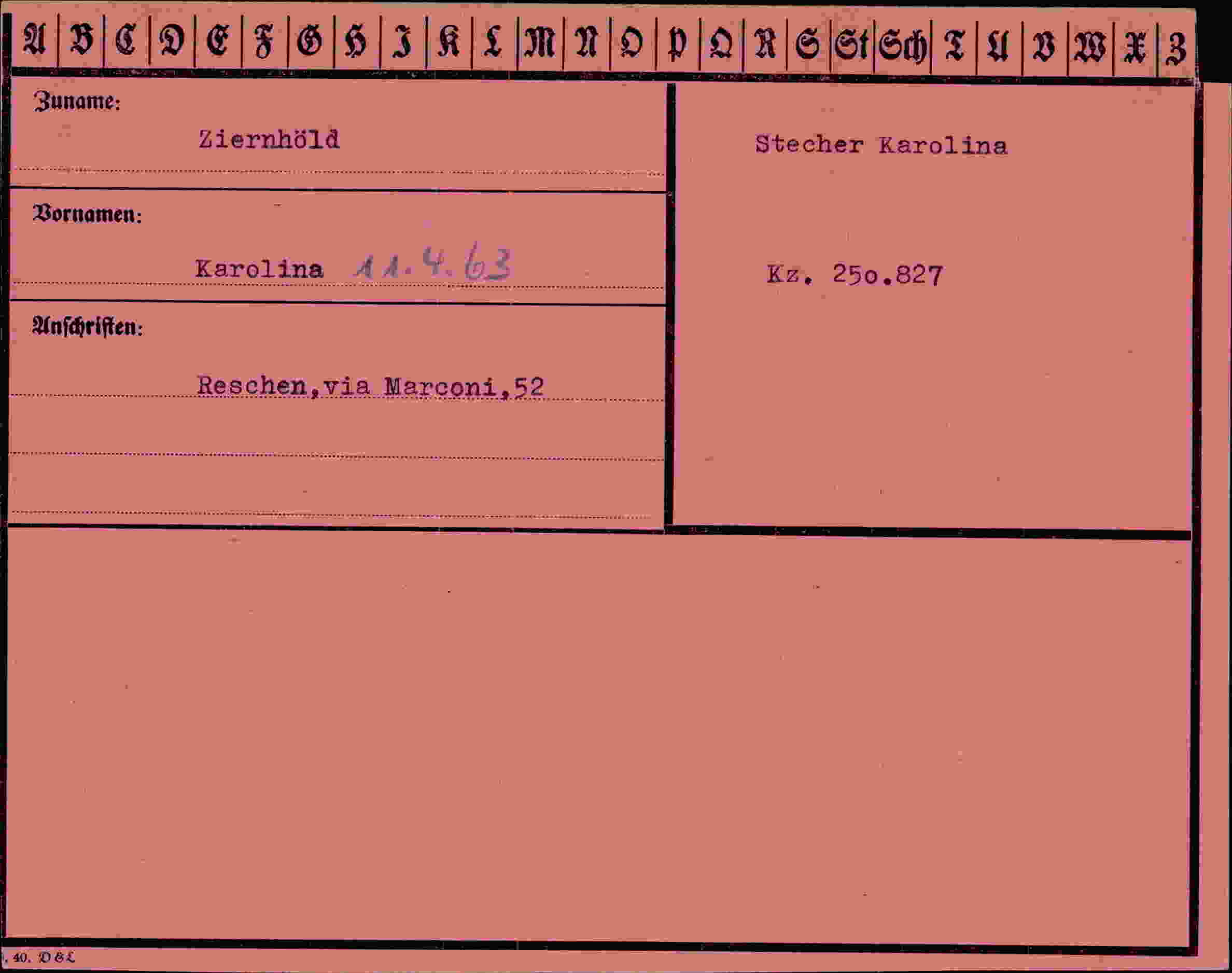 Dokument für Karolina Ziernhöld