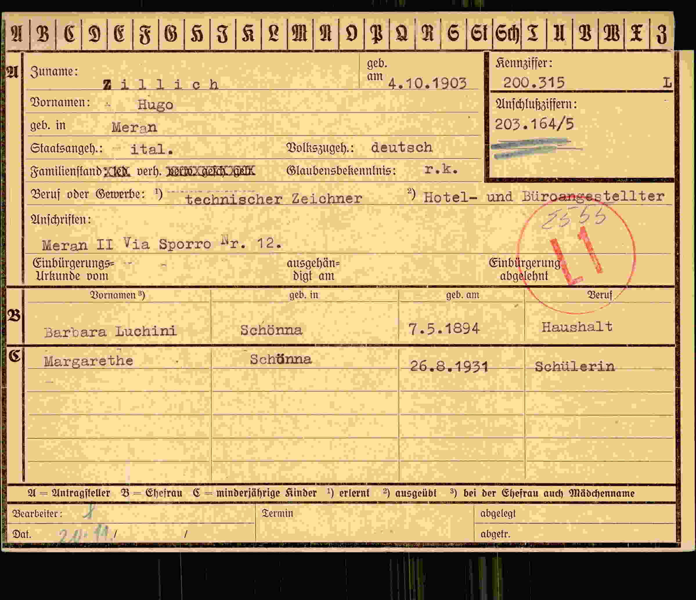 Dokument für Hugo Zillich