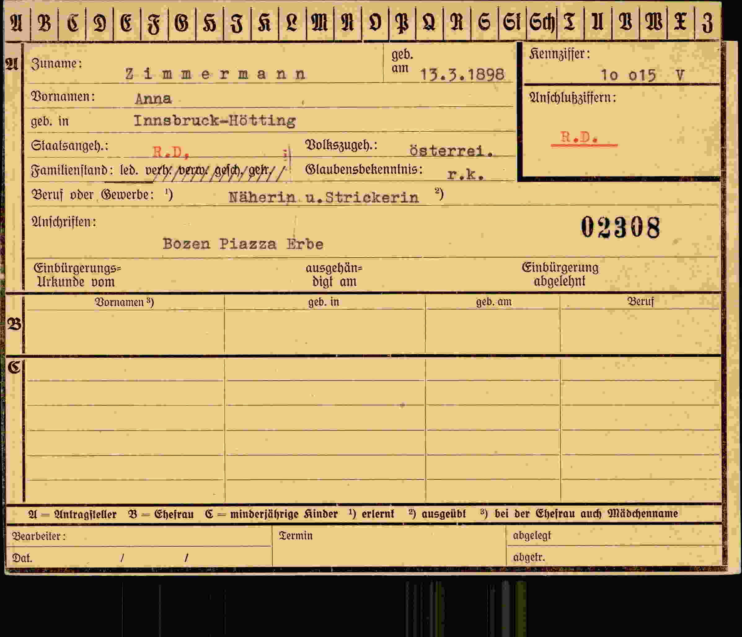 Dokument für Anna Zimmermann