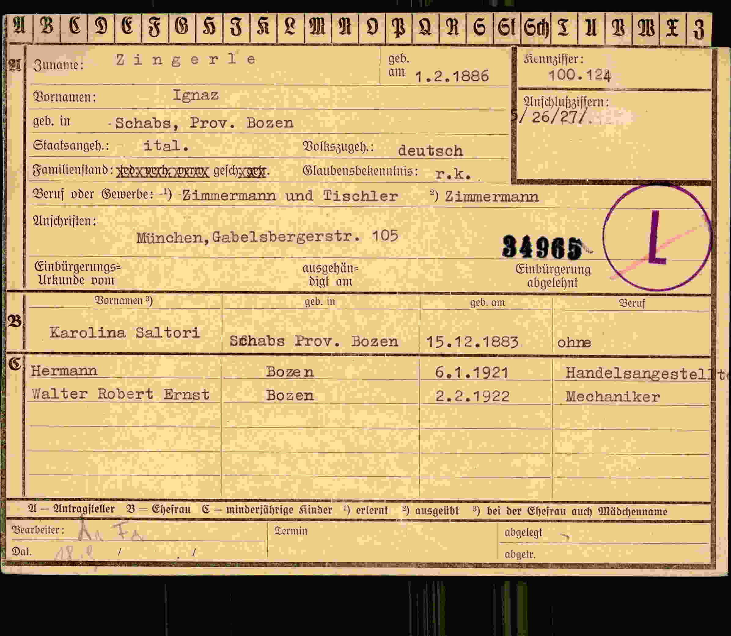 Vorderseite des Dokuments