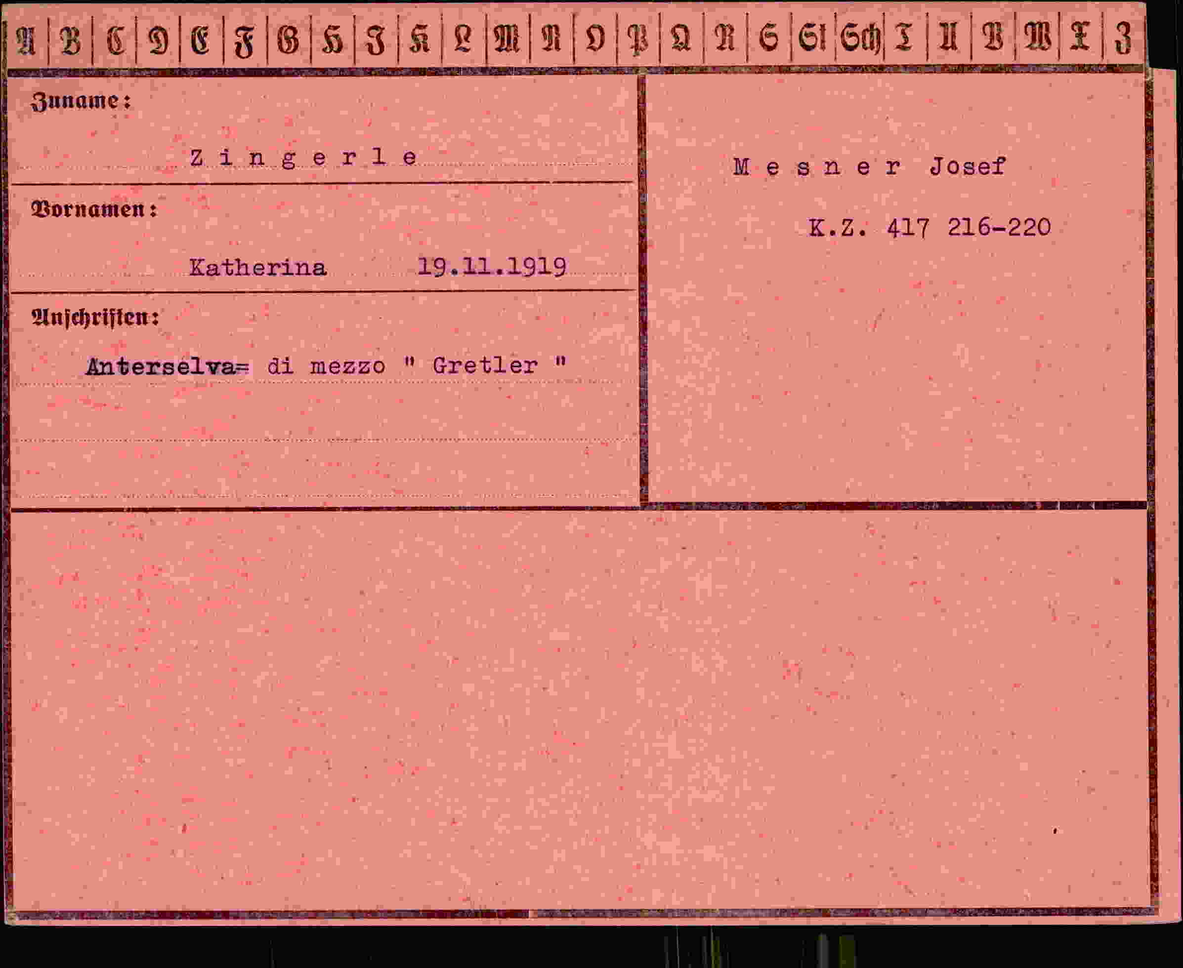 Vorderseite des Dokuments