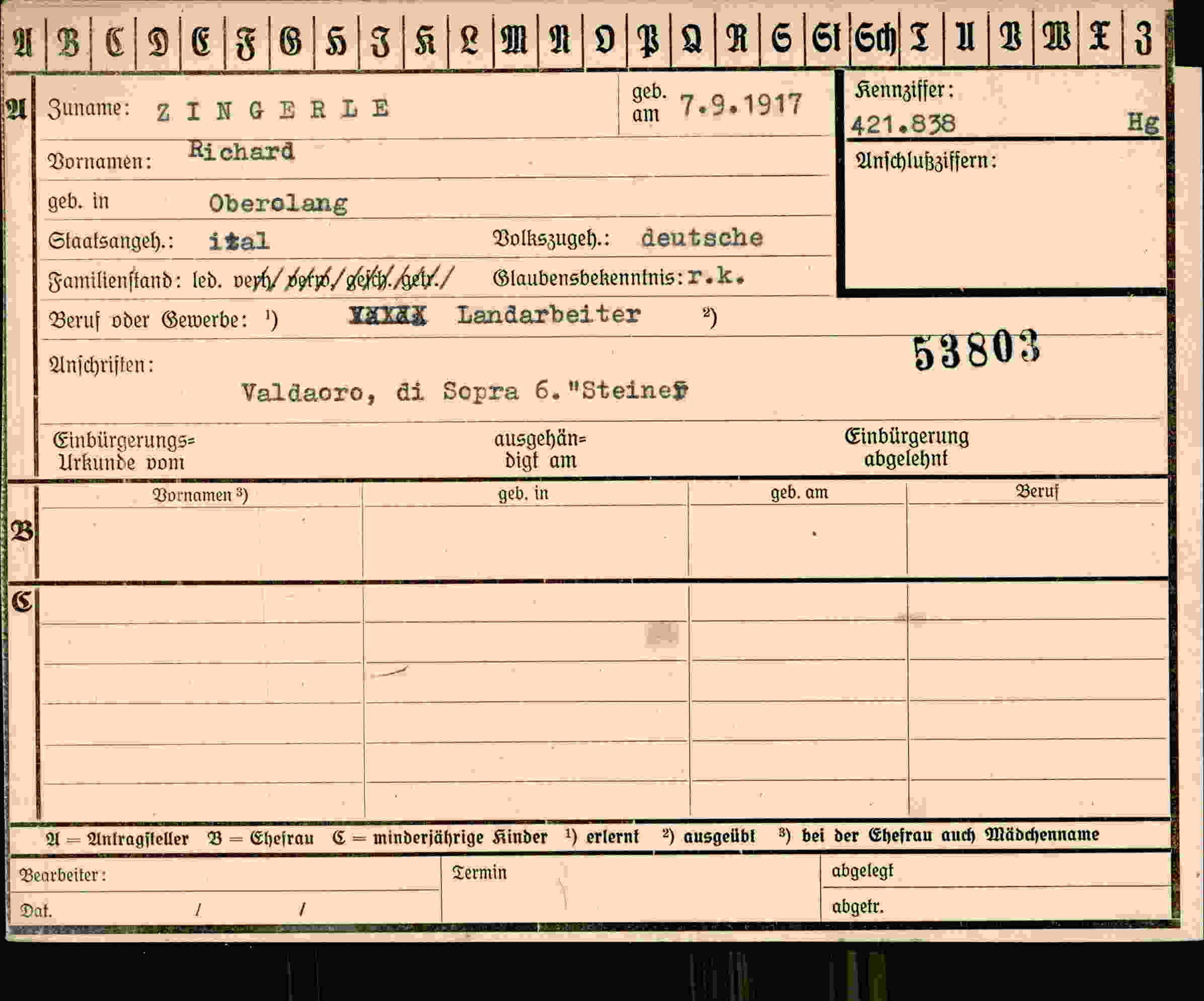 Dokument für Richard Zingerle