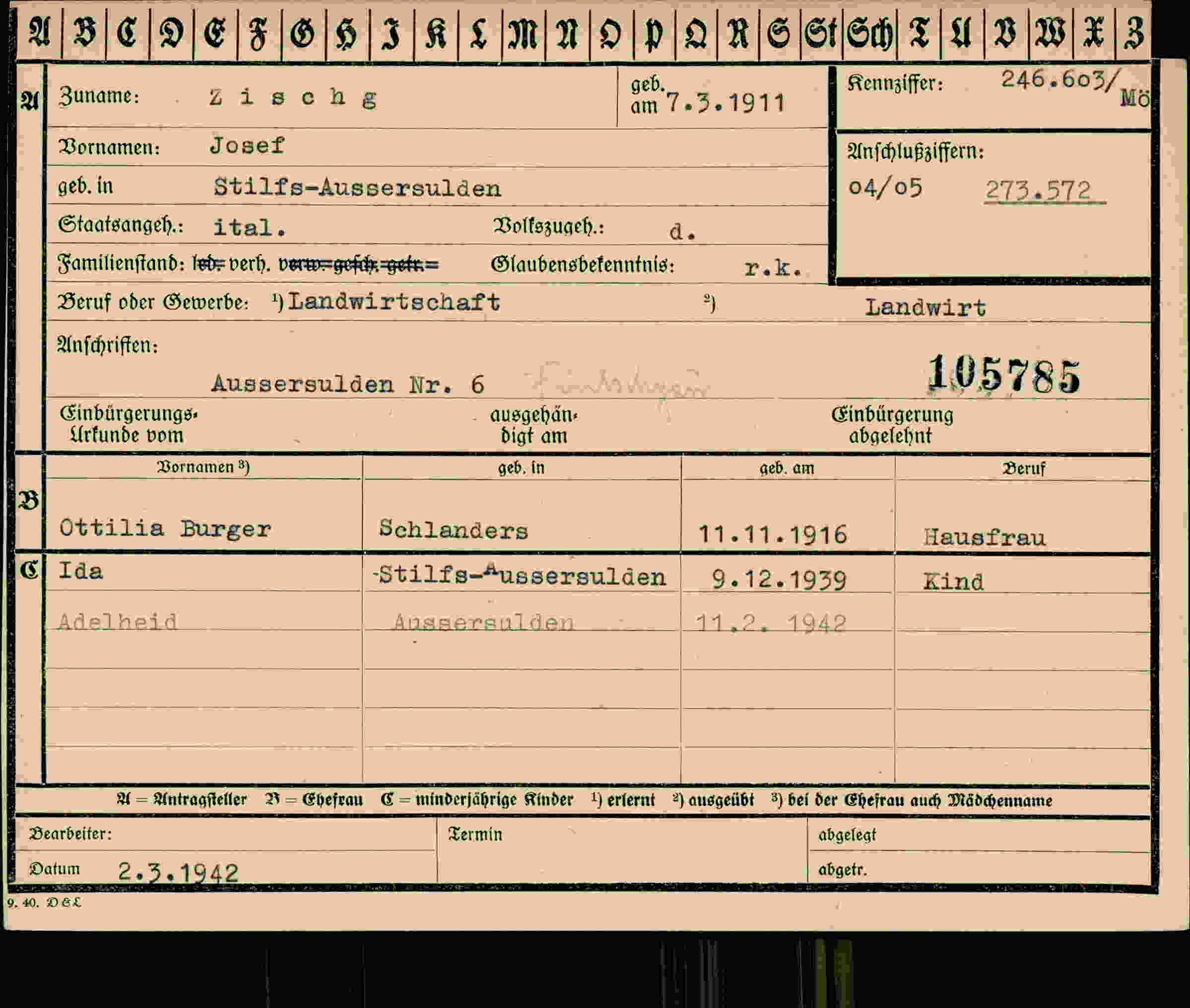 Vorderseite des Dokuments
