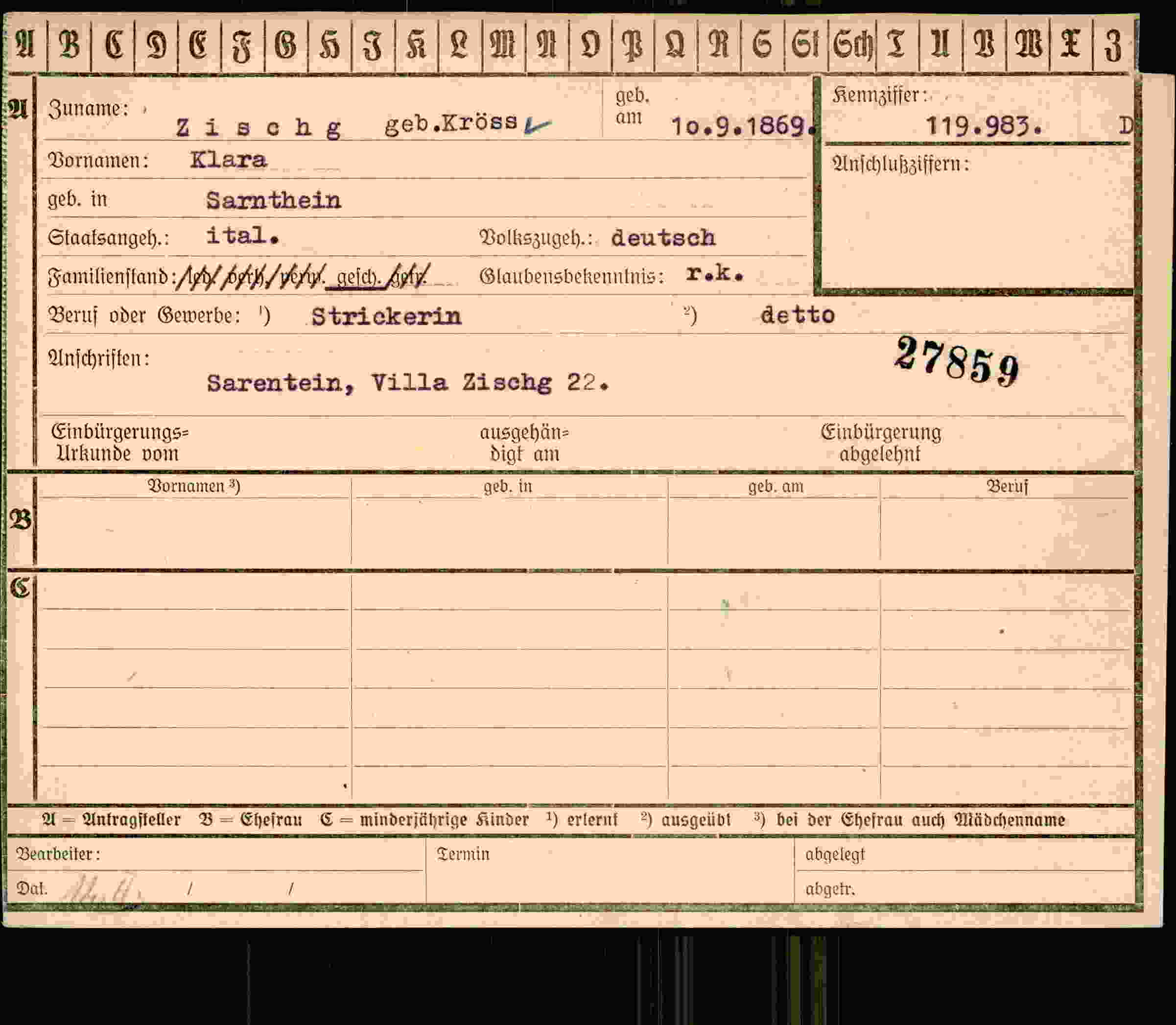 Dokument für Klara Zischg