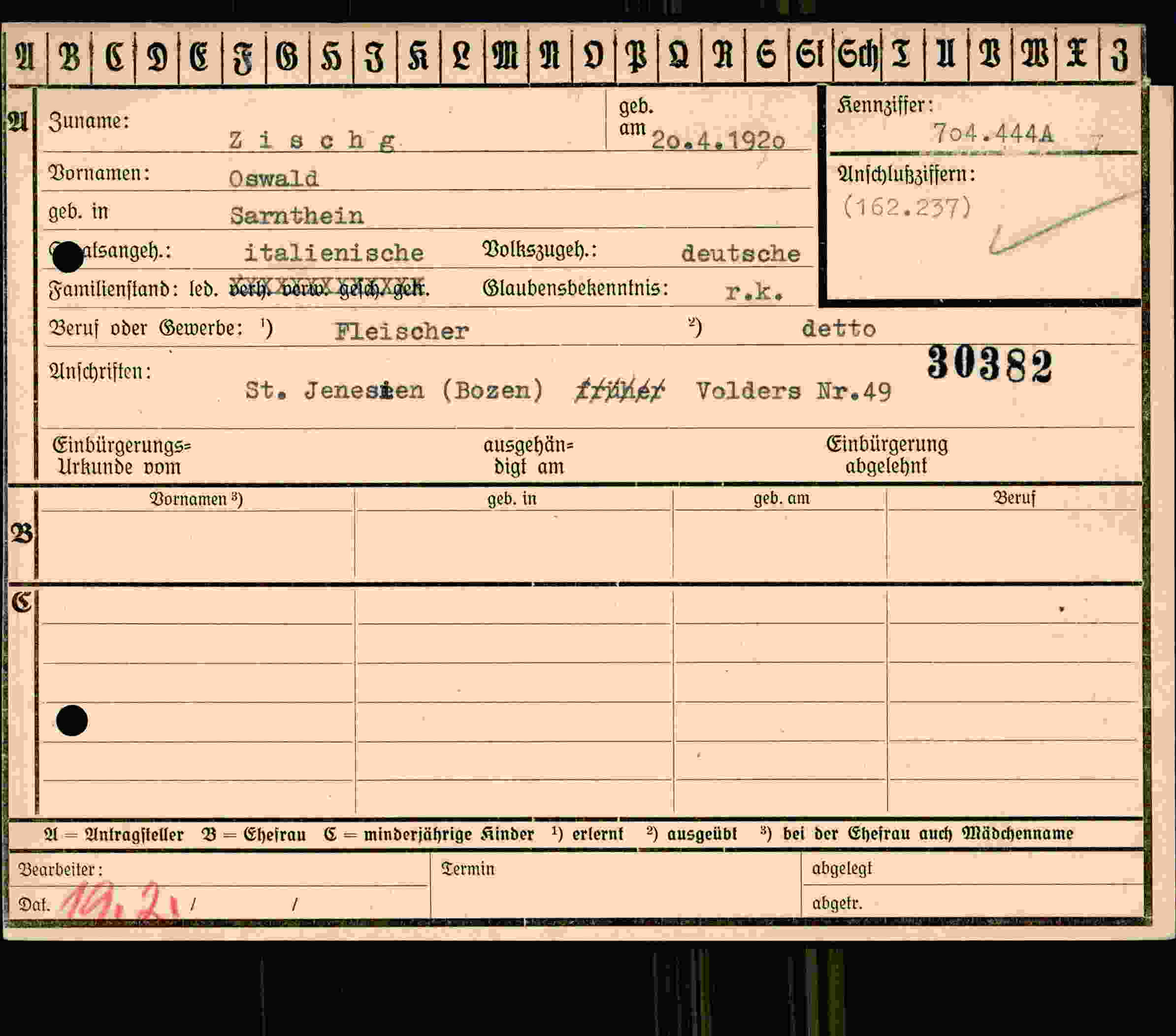 Dokument für Oswald Zischg