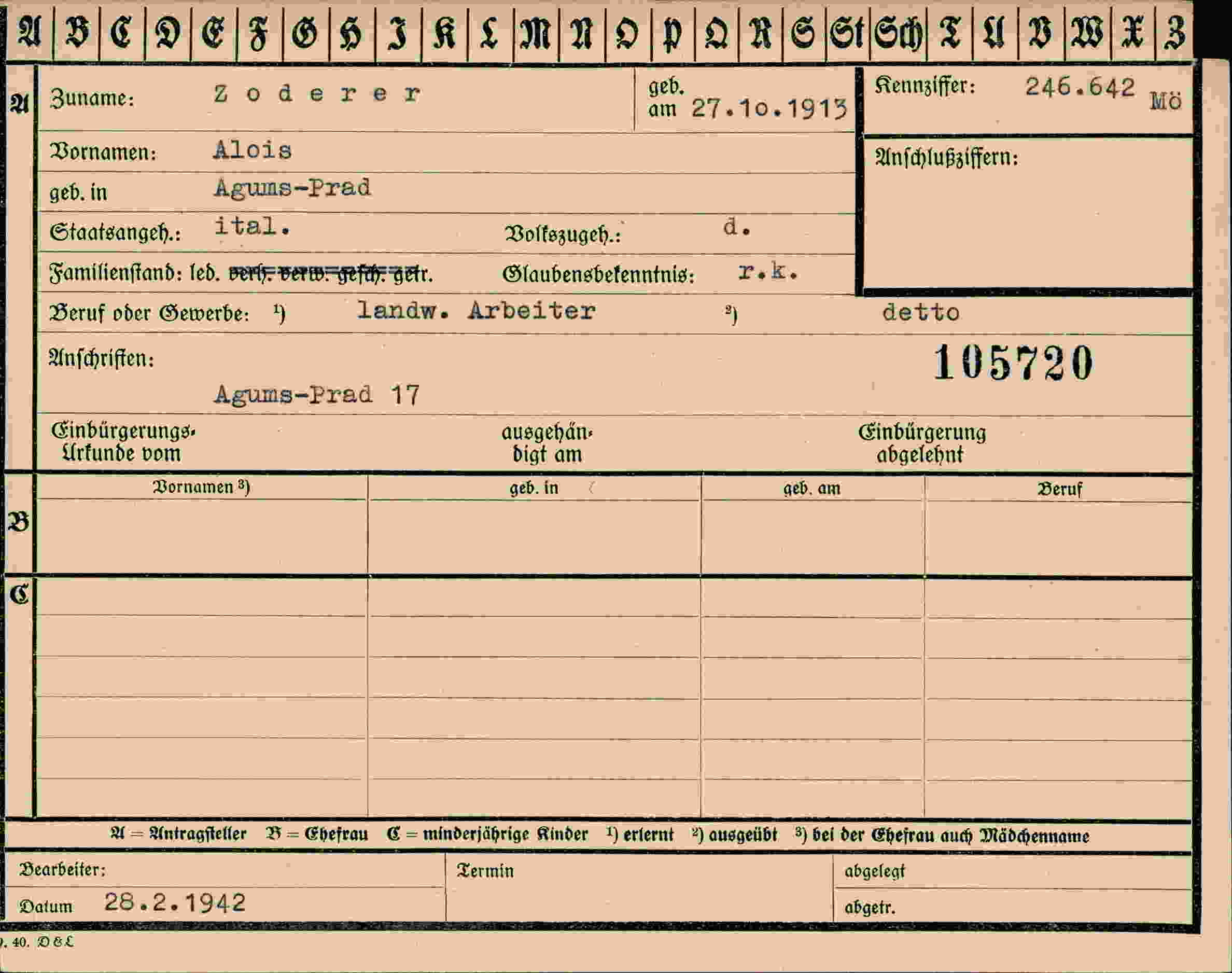 Dokument für Alois Zoderer