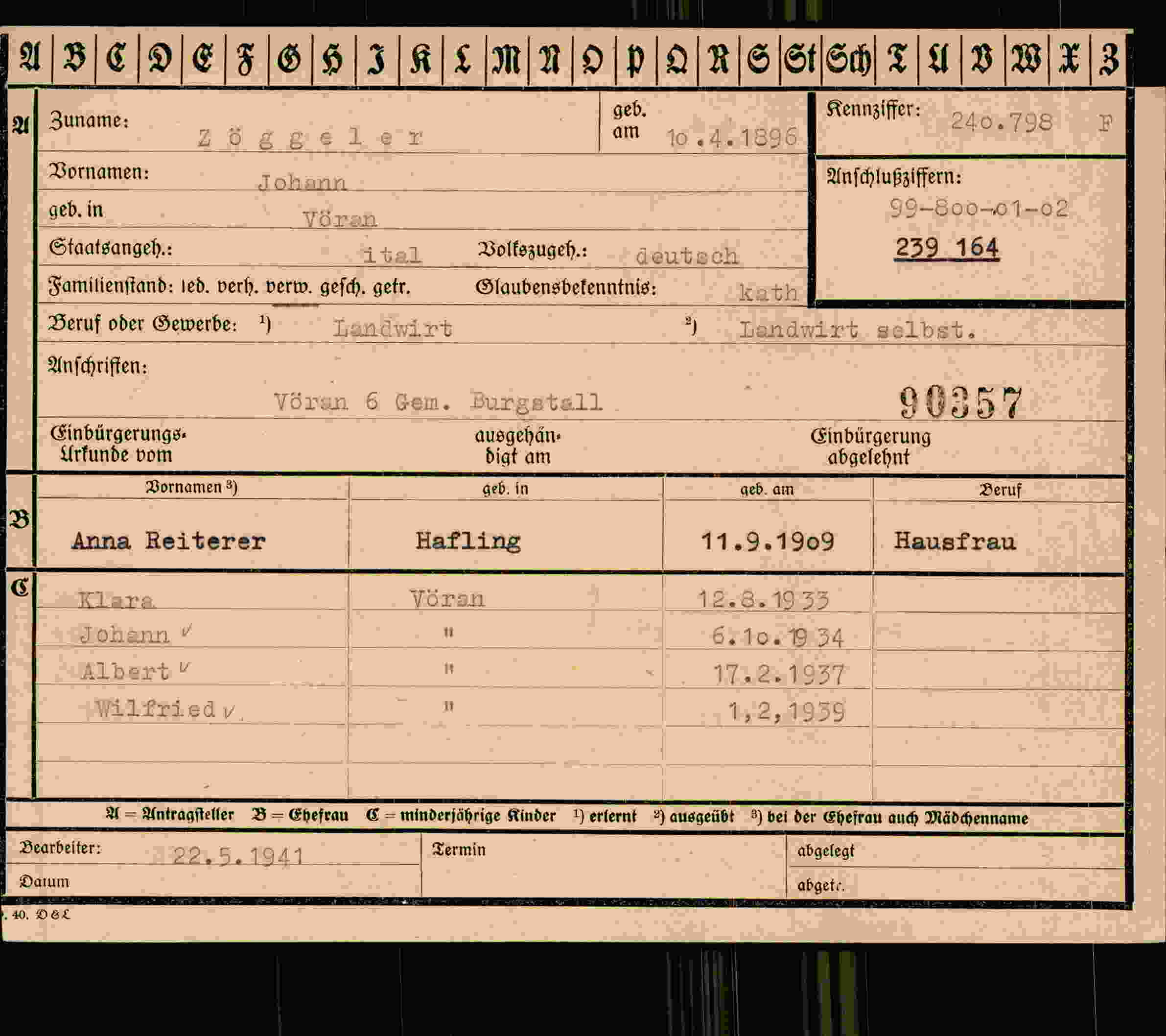 Dokument für Johan Zöggeler