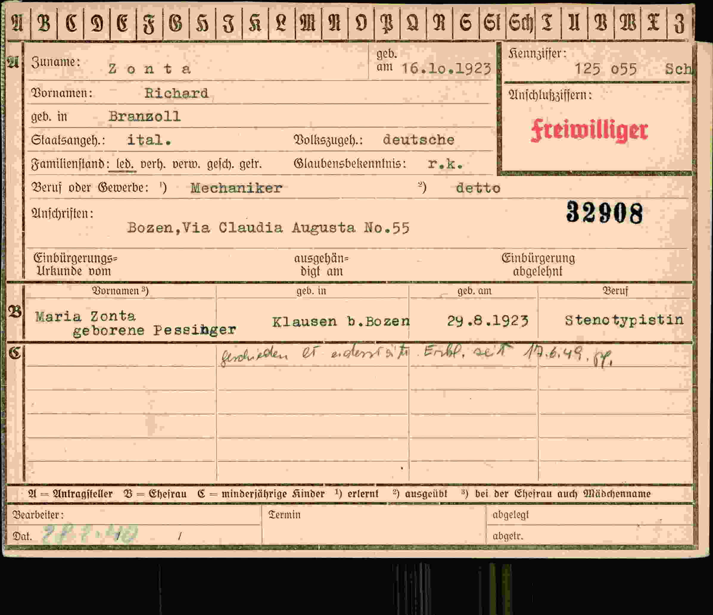 Vorderseite des Dokuments