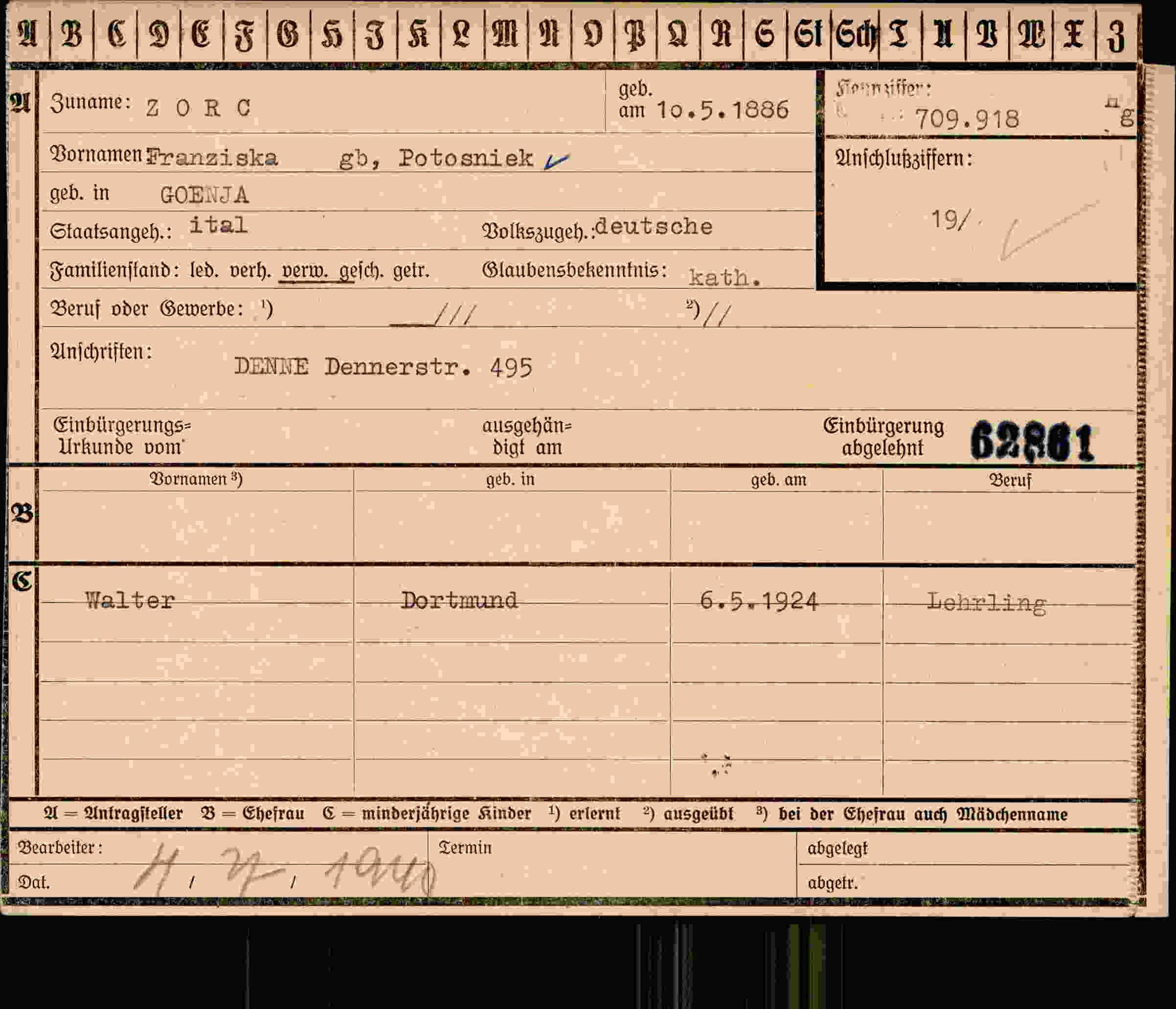 Vorderseite des Dokuments