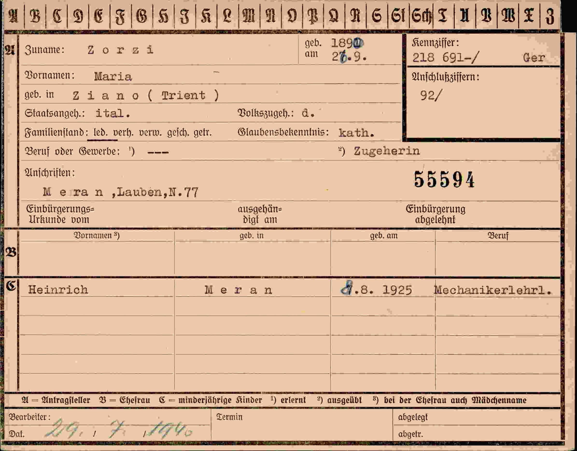 Vorderseite des Dokuments