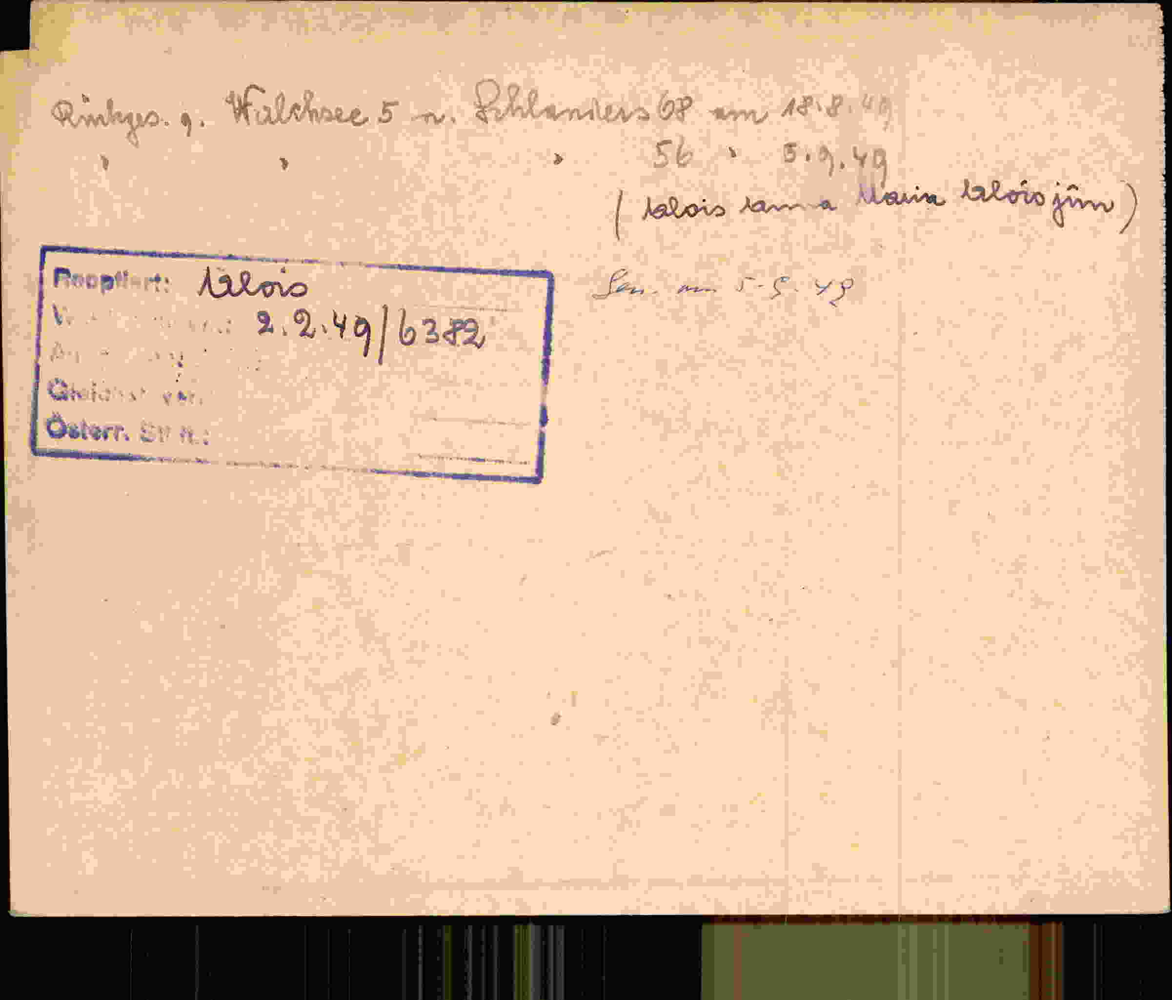 Rückseite des Dokuments