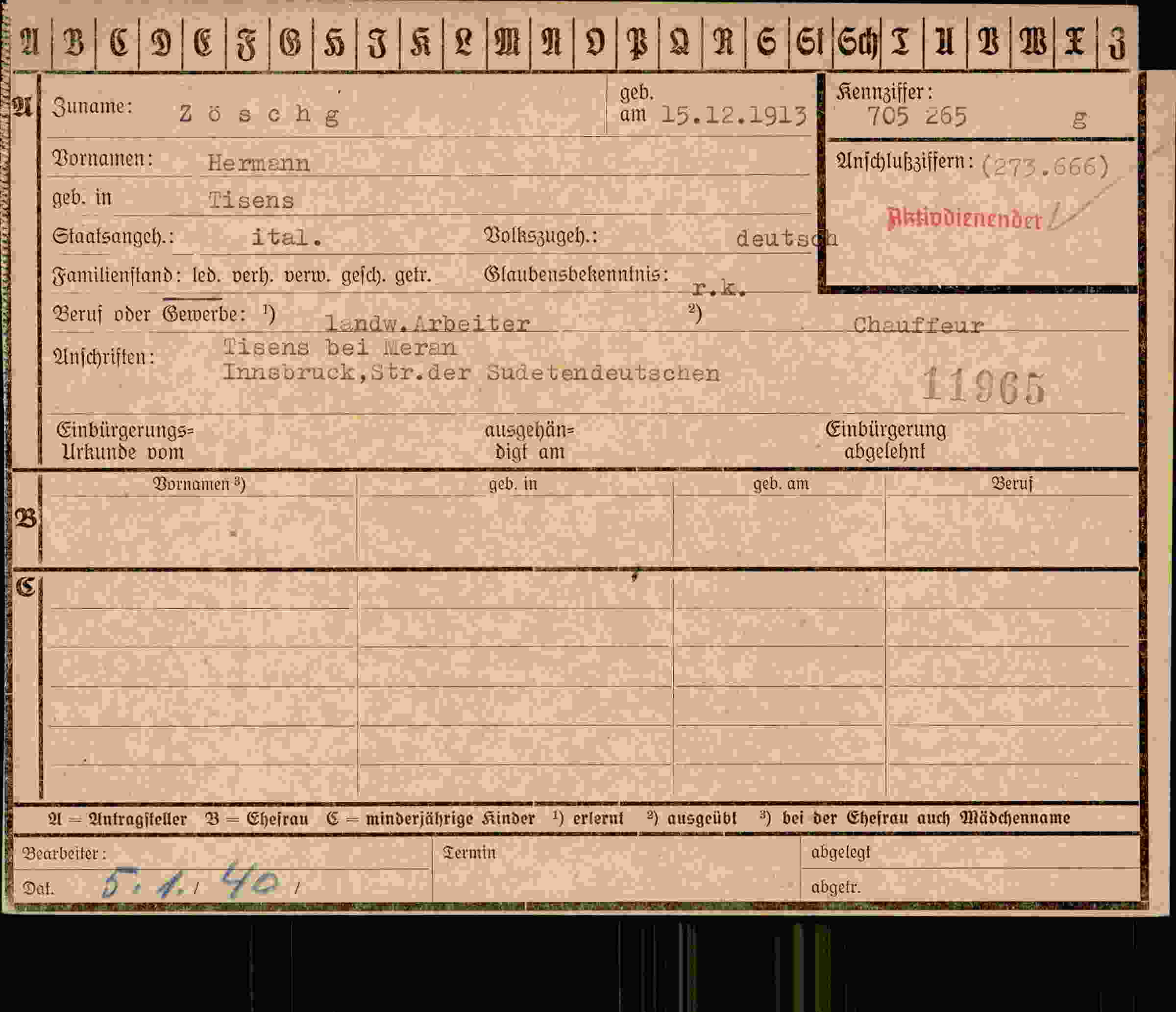Dokument für Hermann Zöschg