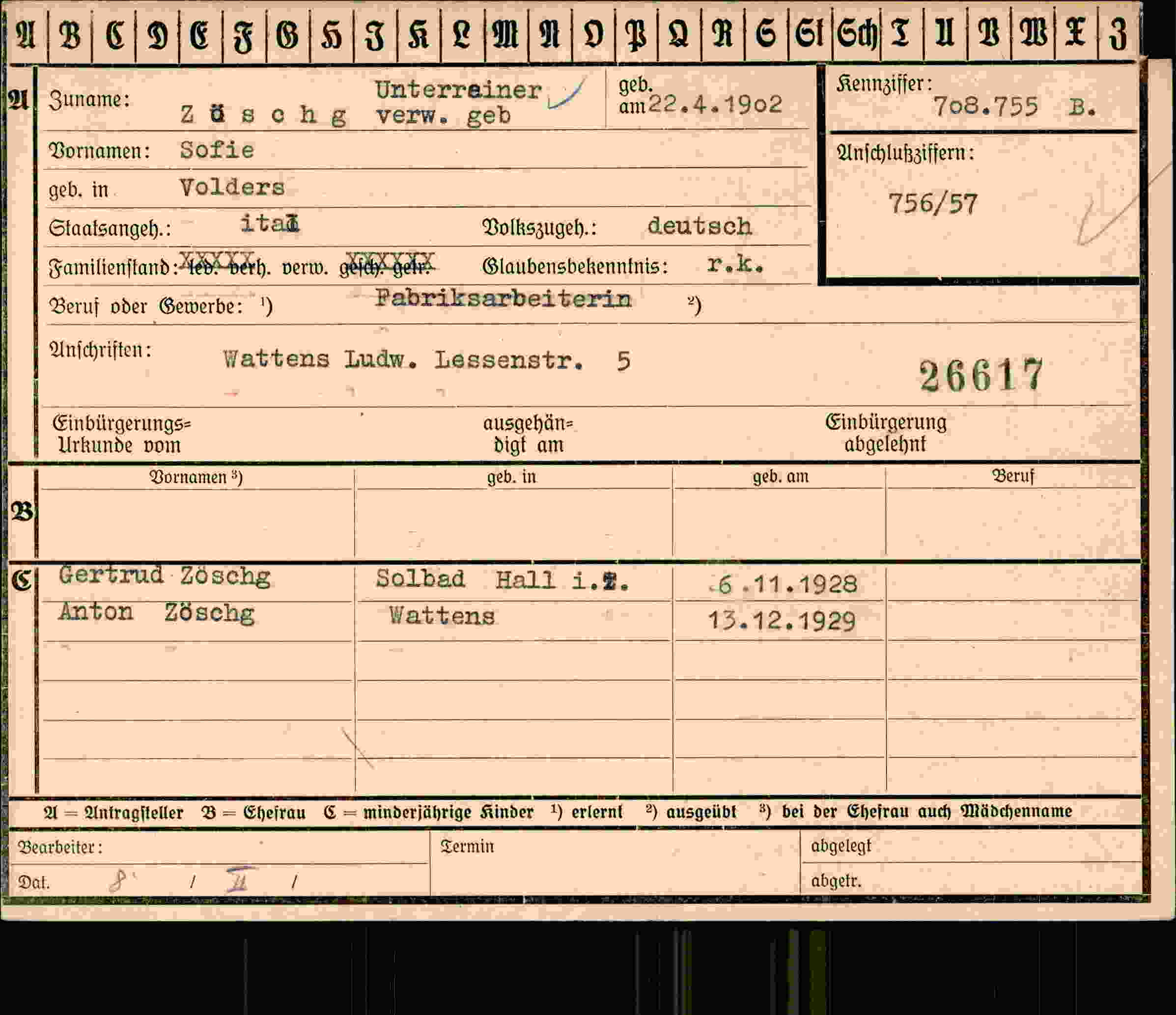 Dokument für Sofie Unterrainer