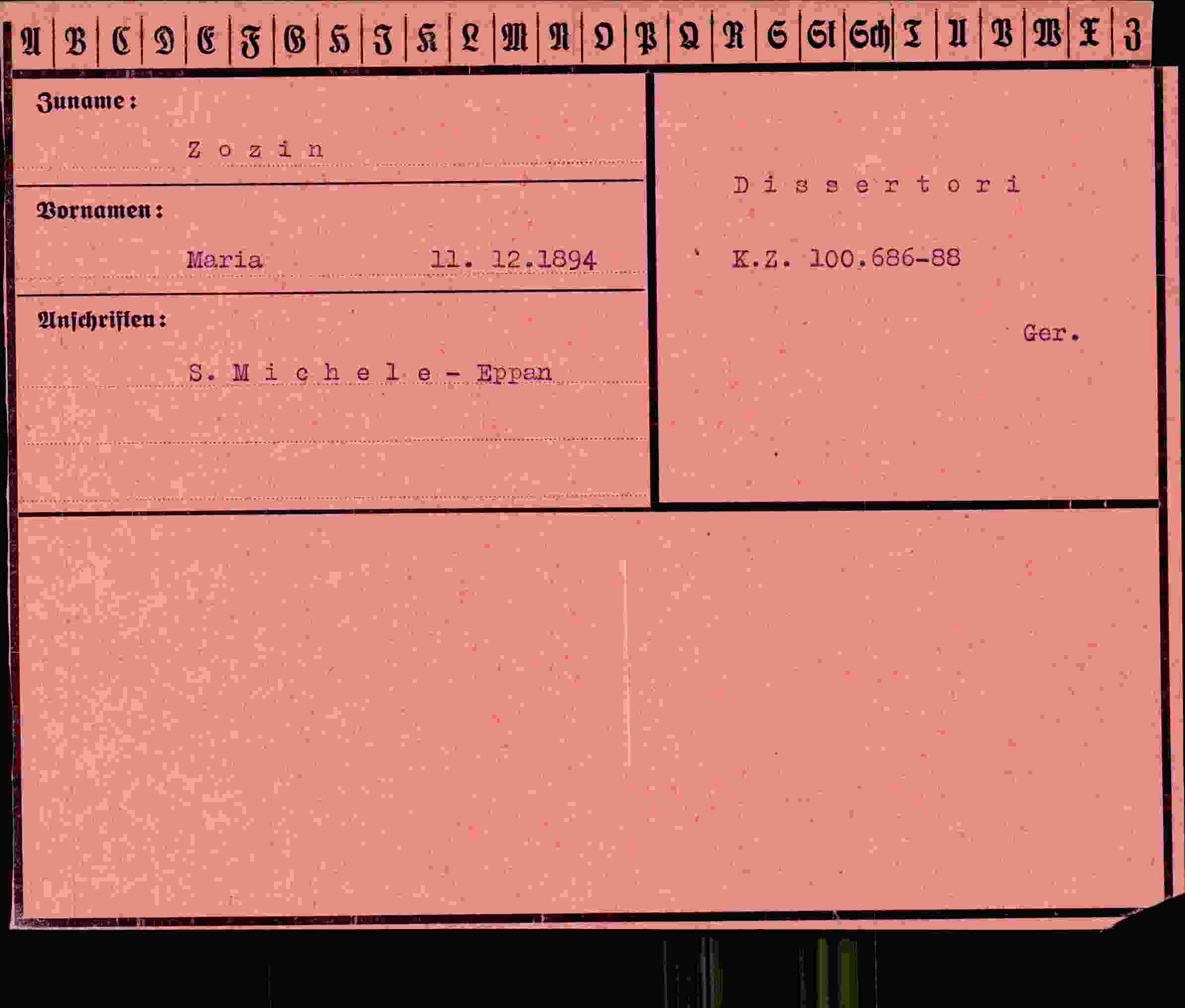 Vorderseite des Dokuments