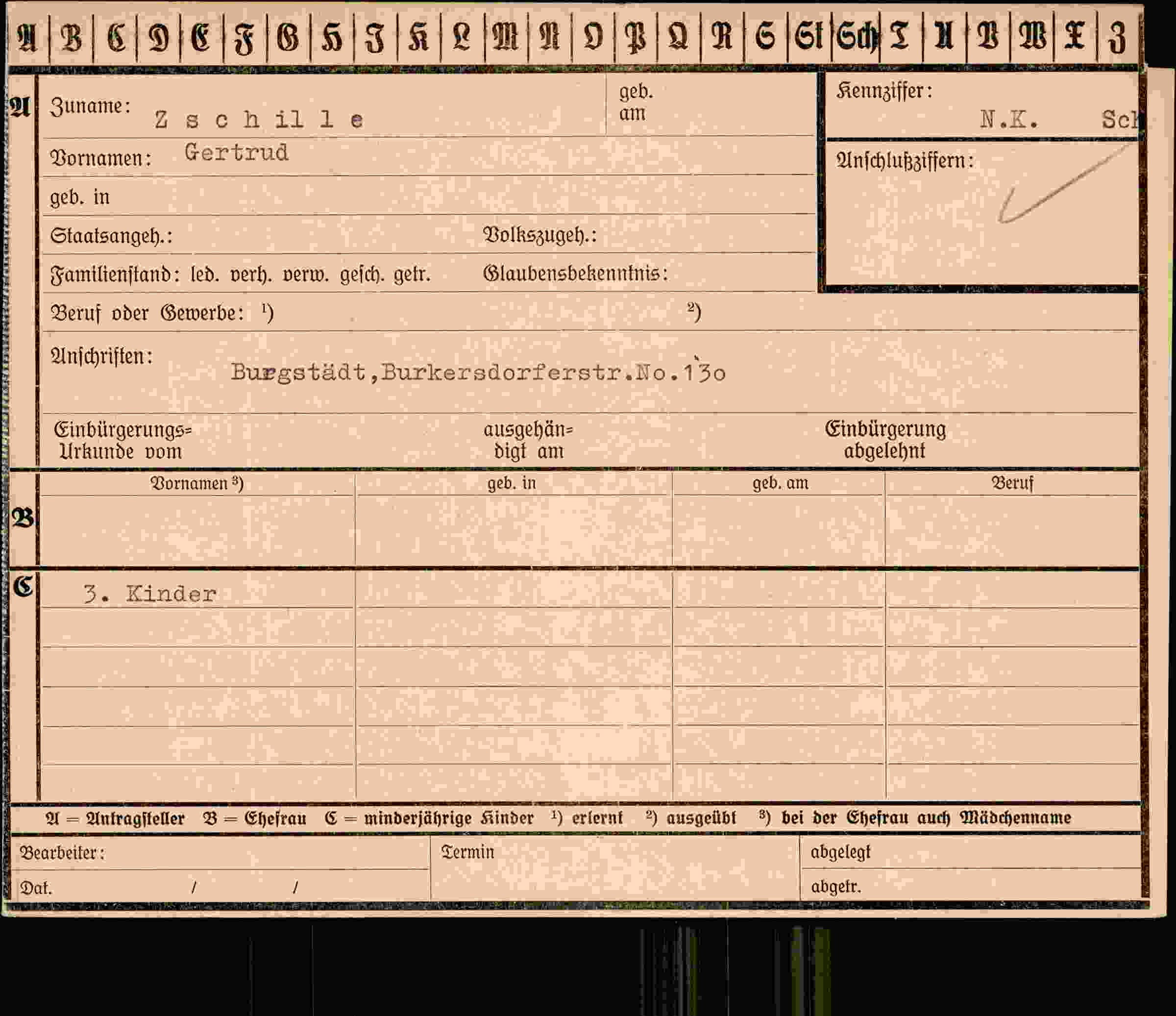 Vorderseite des Dokuments