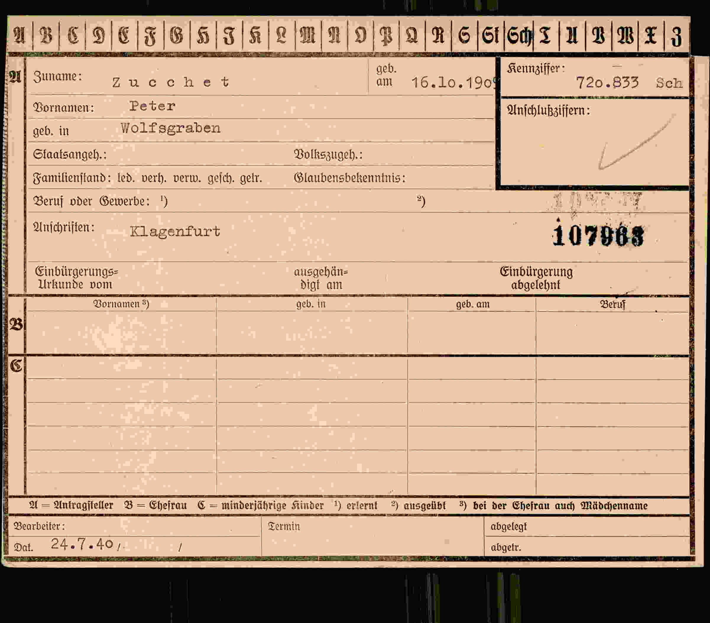 Vorderseite des Dokuments