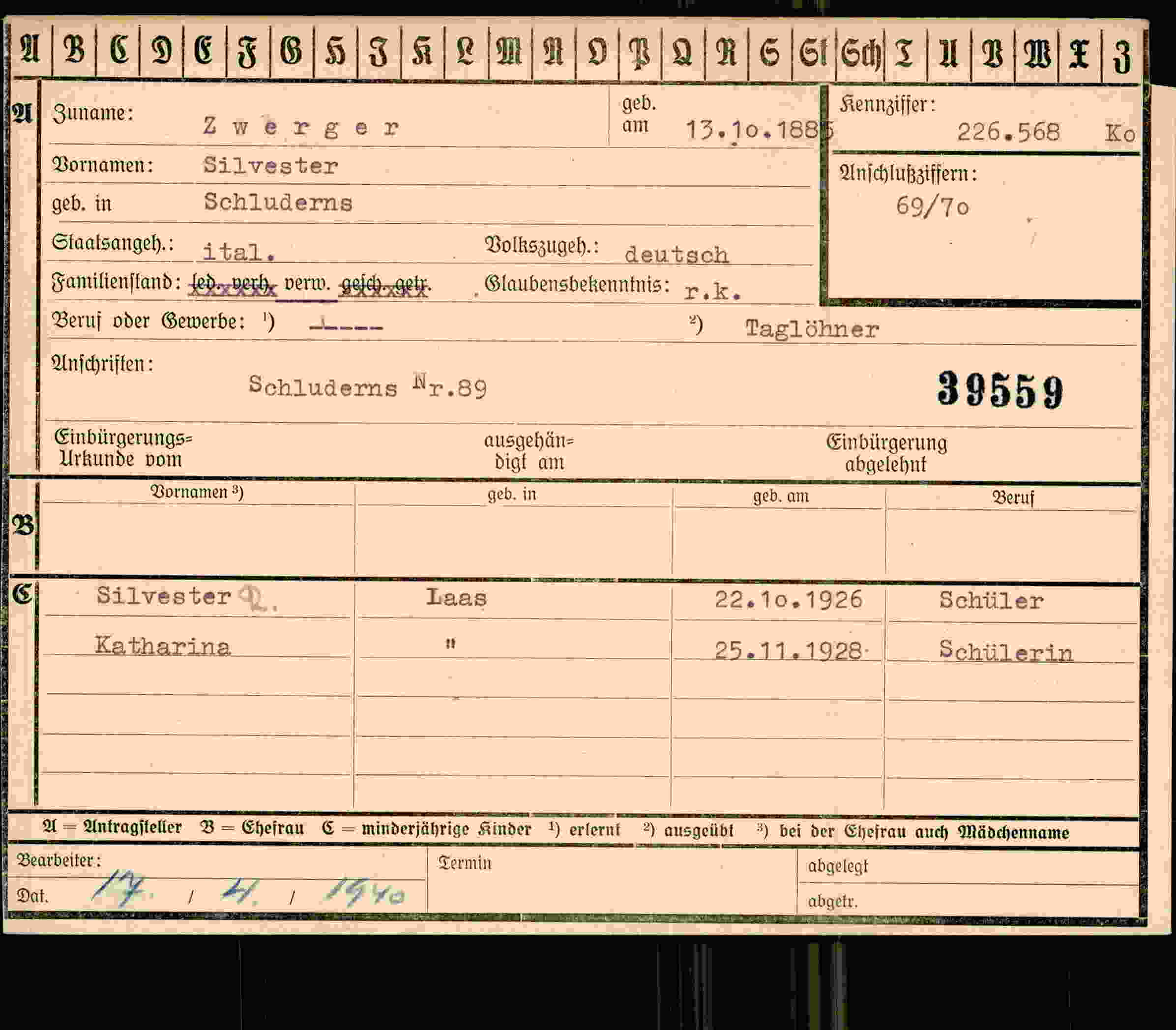 Vorderseite des Dokuments