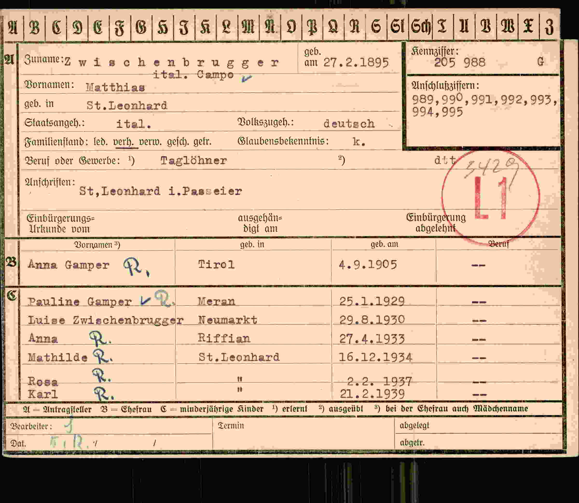 Dokument für Matthias Zwischenbrugger